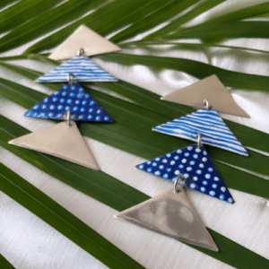 Contrasting Triangle Hand Painted Earrings