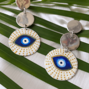 Evil Eye Hand Painted Earrings