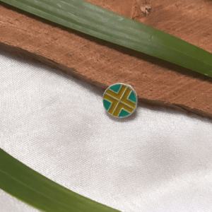 Green-Yellow Round Enamelled Nose Stud